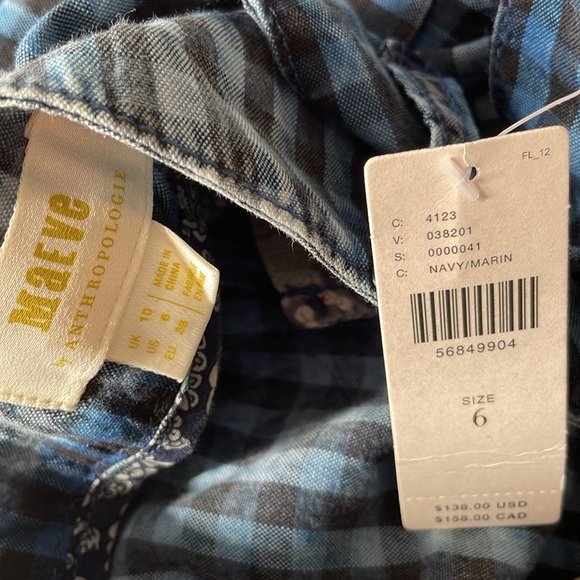 BNWT Maeve by Anthropologie Maeve Gingham Plaid Blue Pants Size 6 - Picture 12 of 14